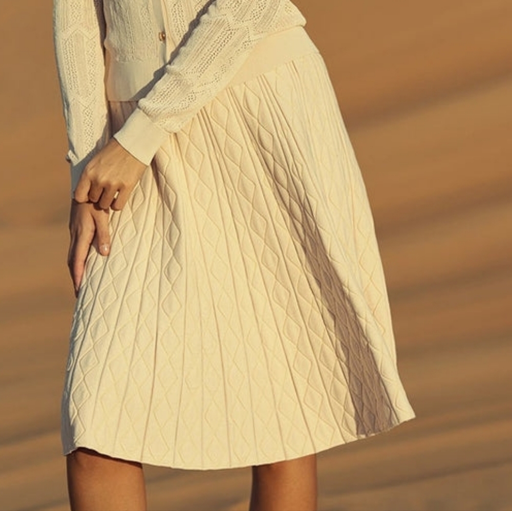 Aleeza Paris Diamond Pleated A-line Skirt